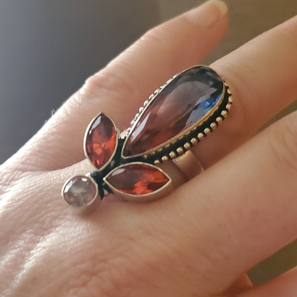 New Bi-Color Tourmaline, Garnet 925 Silver Ring. - Picture 16 of 16